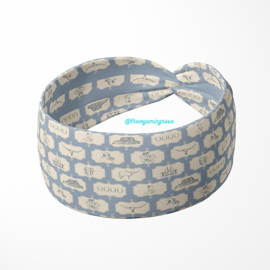 Vintage Blue Buckles Headband
