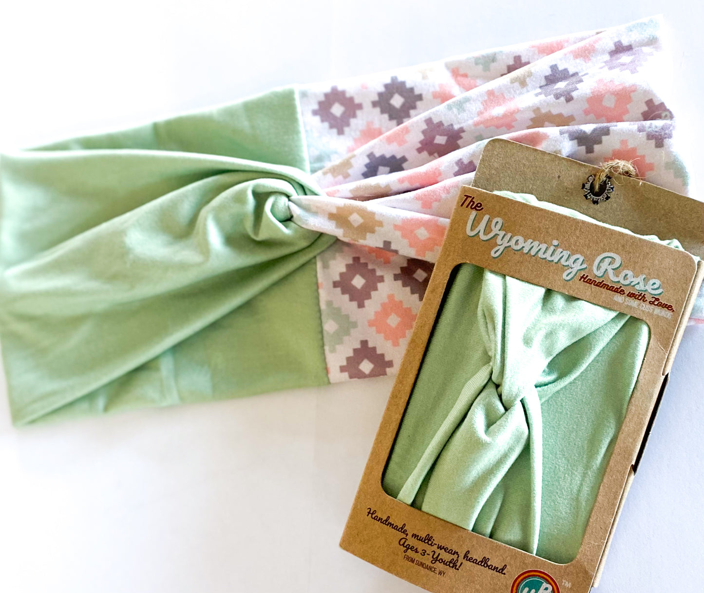 Muted Aztec/ Solid Sage Headband