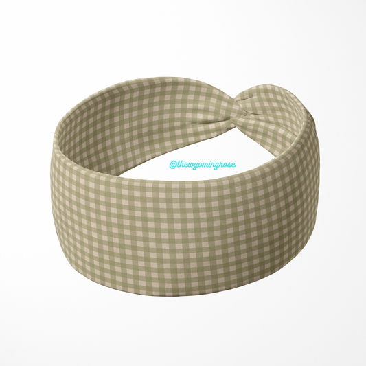 Plaid Sage Headband