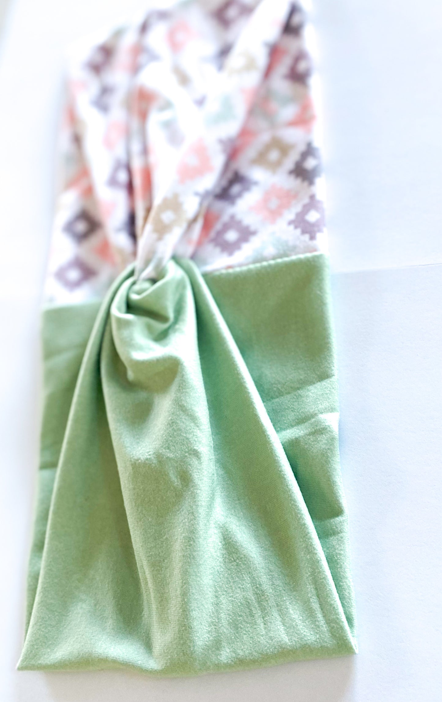 Muted Aztec/ Solid Sage Headband