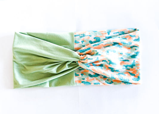 Camo Tennessee Teal/Solid Sage Headband