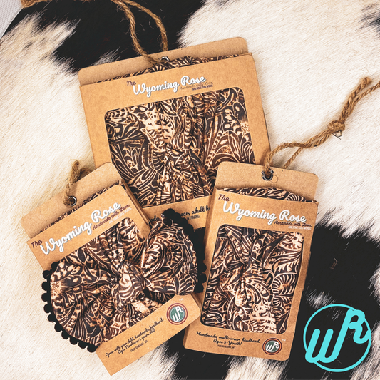 Tooled Leather Brown Headband