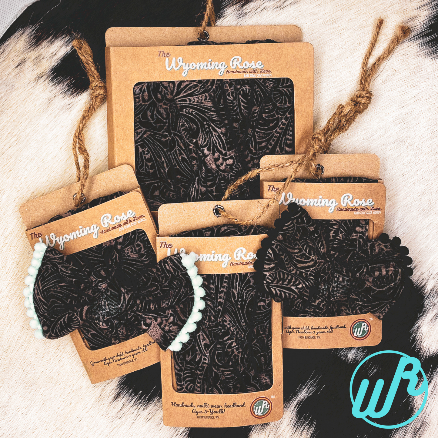 Tooled Leather Black Headband