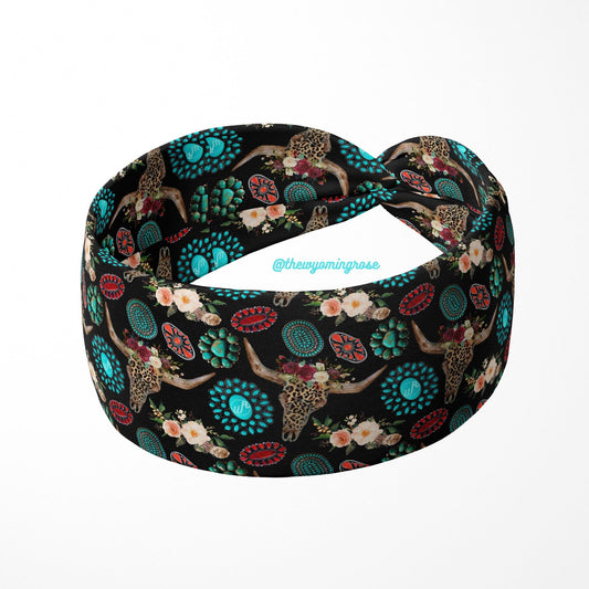 Bull Skull Gemstone Headband