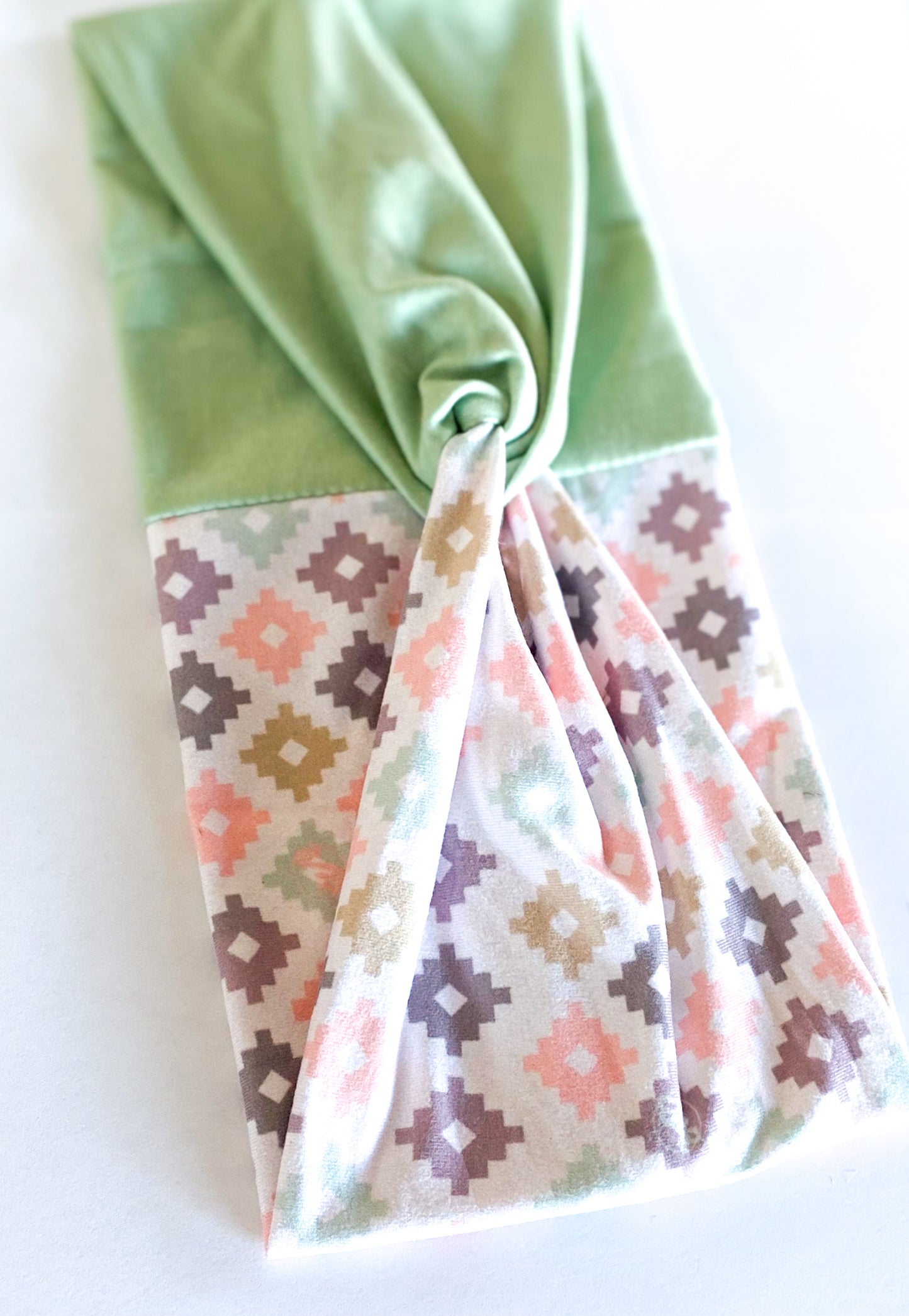 Muted Aztec/ Solid Sage Headband