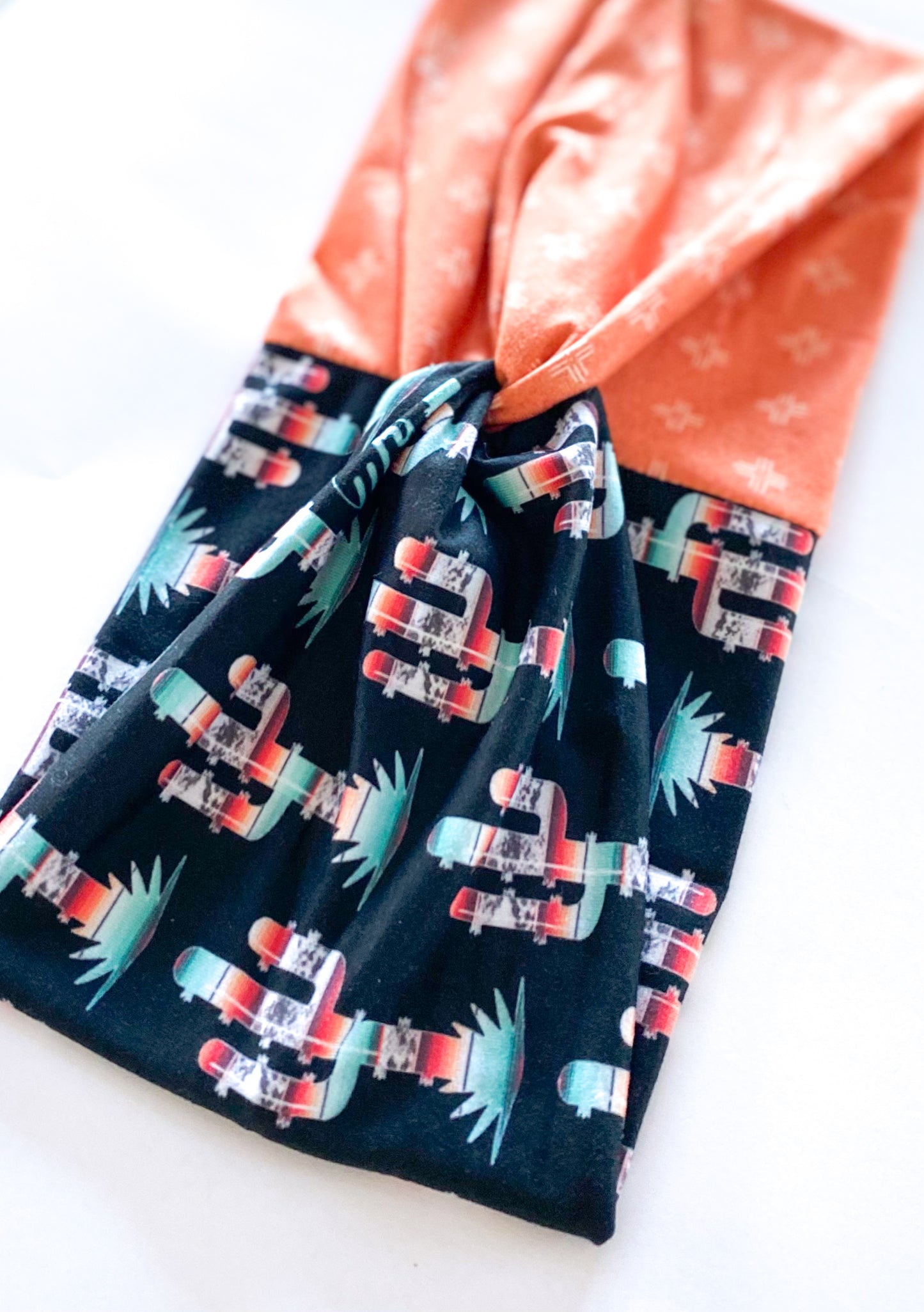 Serape Cactus/Mudcloth Orange Headband