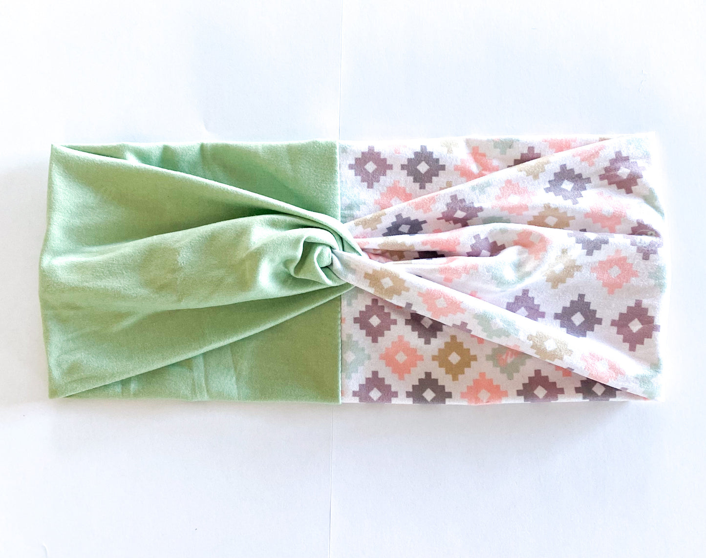 Muted Aztec/ Solid Sage Headband