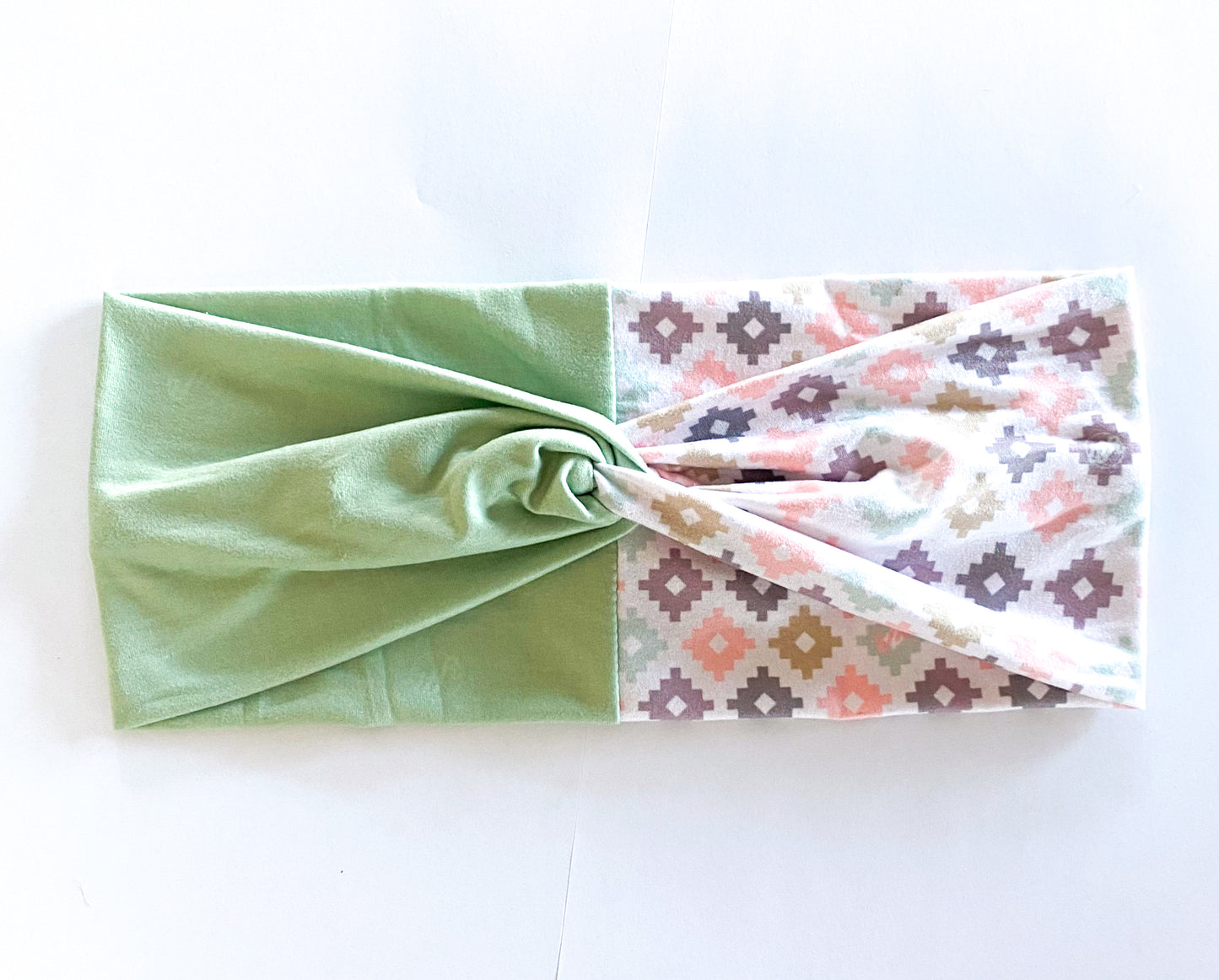 Muted Aztec/ Solid Sage Headband