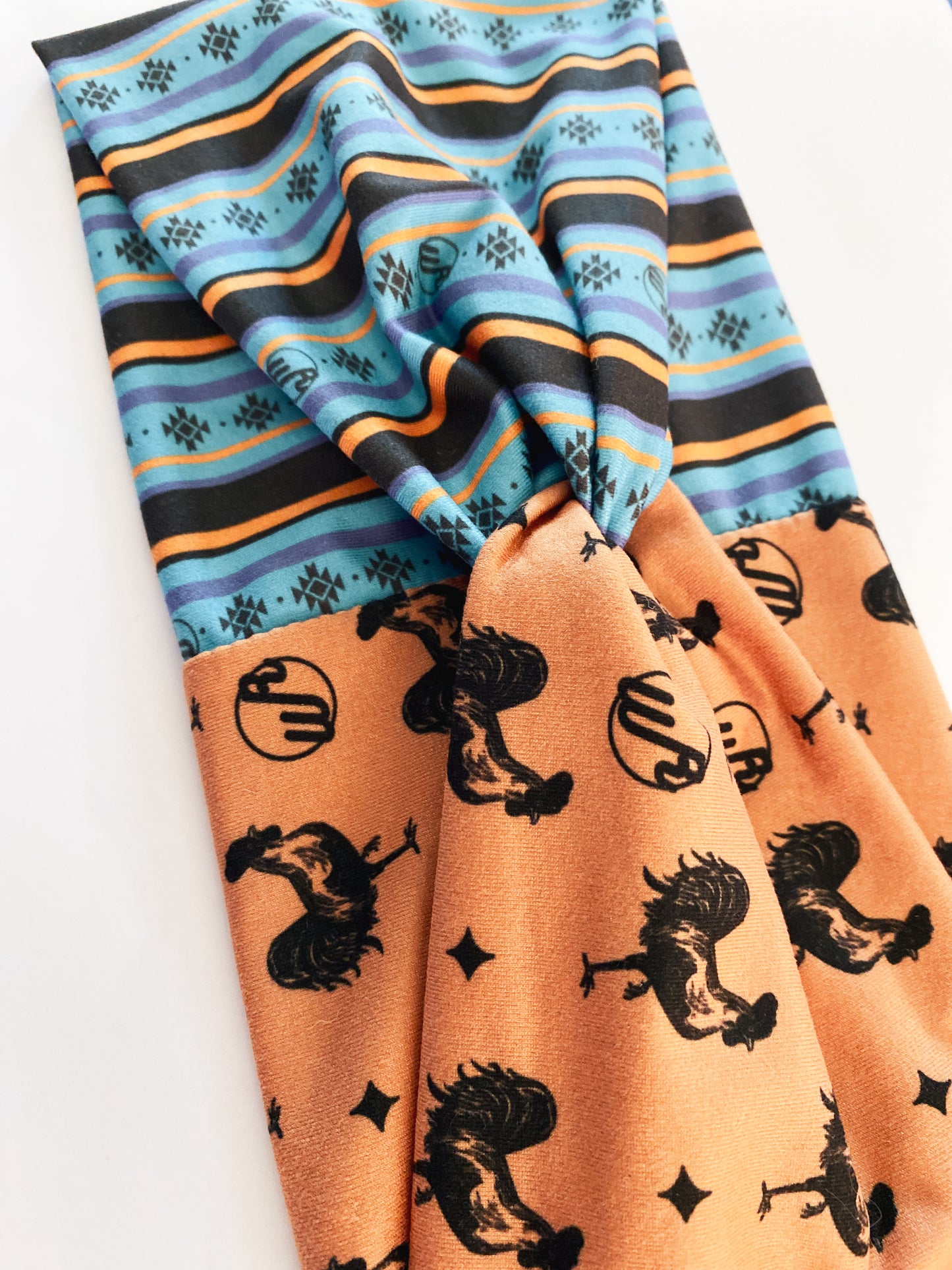 90's Western Stripe/Roosters Headband