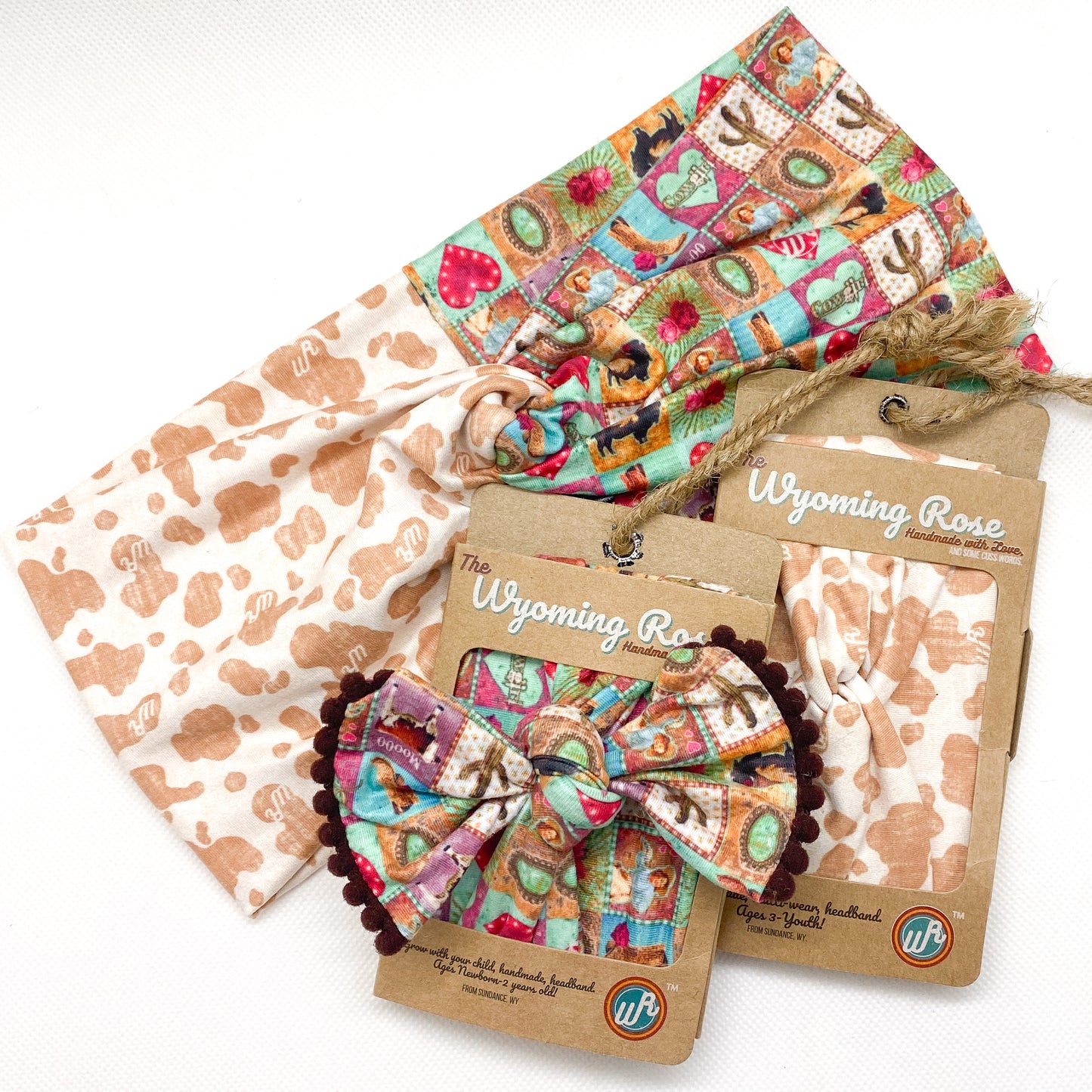 Distressed Cow Print/Cowgirl Headband