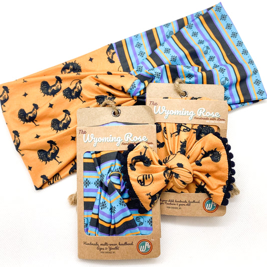 90's Western Stripe/Roosters Headband