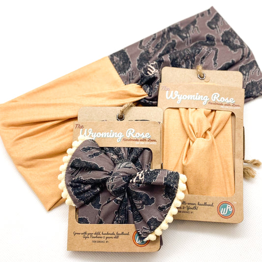 Tooled Bucking Horse/Solid Camel Headband